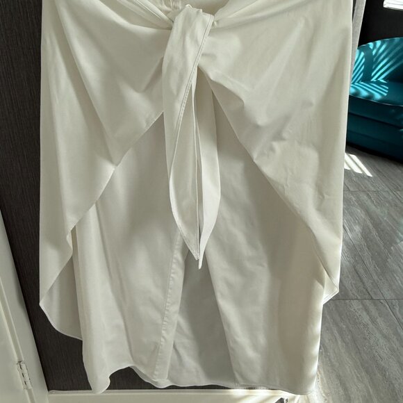Alexis White Draped Midi Skirt with Front Tie Detail – Size M - Picture 2 of 4